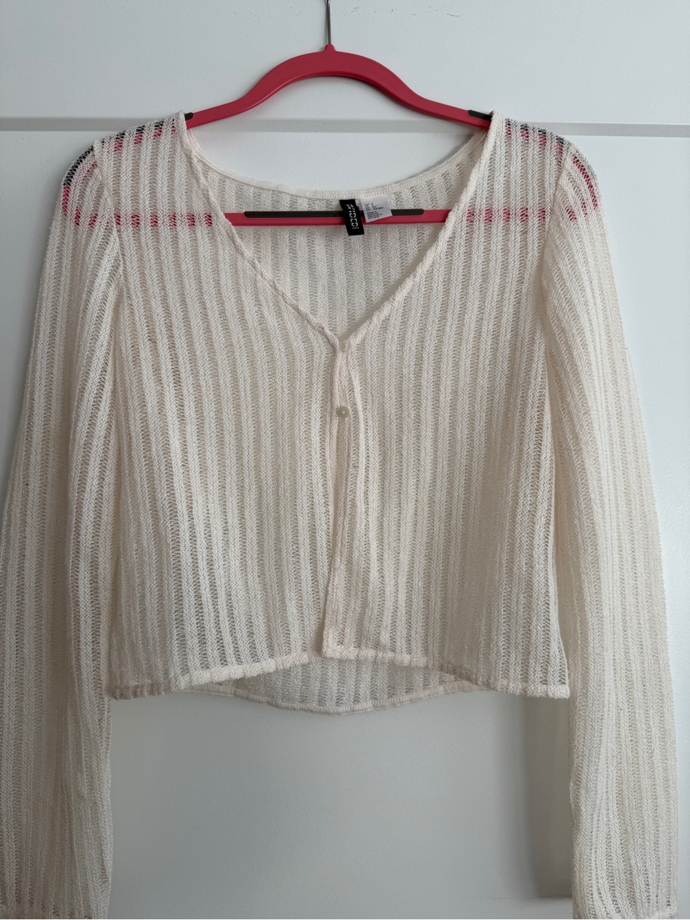 H&M Divided Cream Sheer Knit Button Cardigan